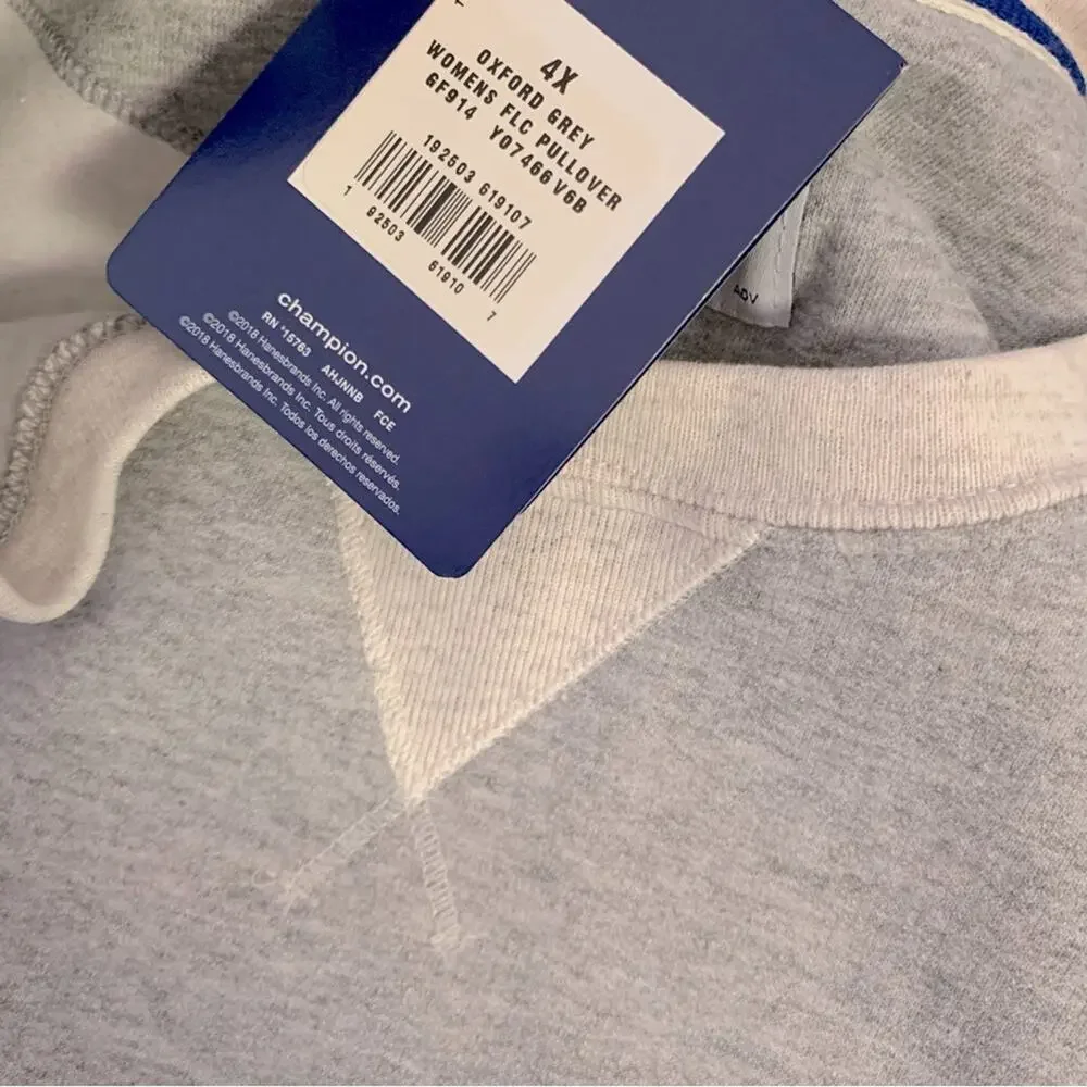 Champion Oxford Fleece pullover sweatshirt grey plus size 4X logo classic - Picture 10 of 13